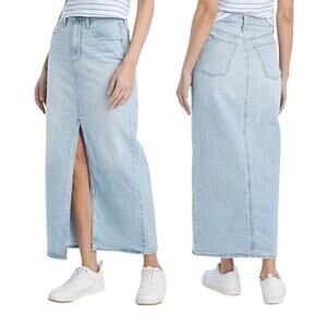 NWT Universal Thread Front Slit Maxi Skirt‎ Light Wash Denim Blue Y2K Women's 12